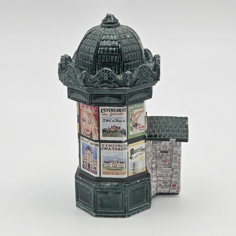 J Carlton Gault French Miniature News Stand Column Advertising Figurine 3 Inches